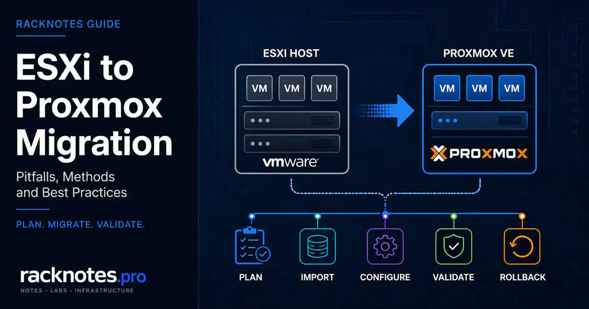 ESXi to Proxmox migration workflow: Import Wizard, VirtIO drivers, and post-migration validation