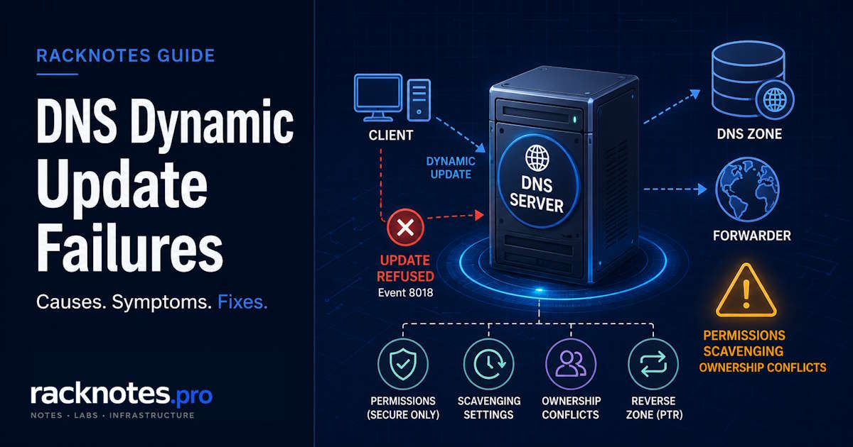 dns dynamic update failed troubleshooting on windows server