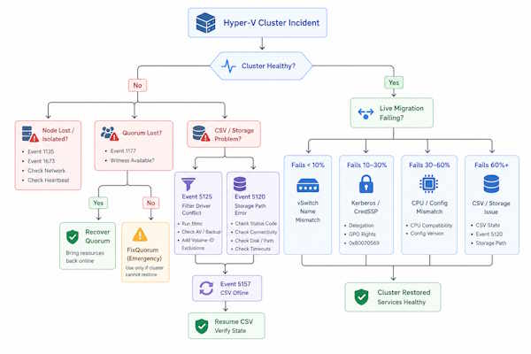 Hyper-V live migration failed diagnostic decision tree