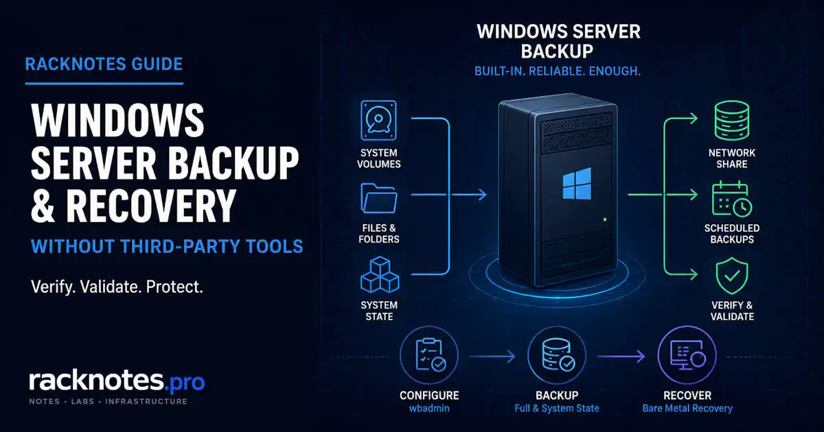 Windows server backup and recovery workflow - wbadmin commands and BMR restore procedure on Windows Server 2025