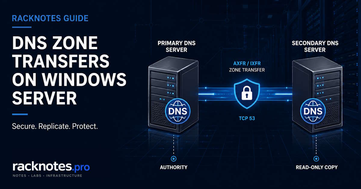 Windows Server DNS zone transfer configuration - zone transfer ACL settings and secondary server diagnostic workflow