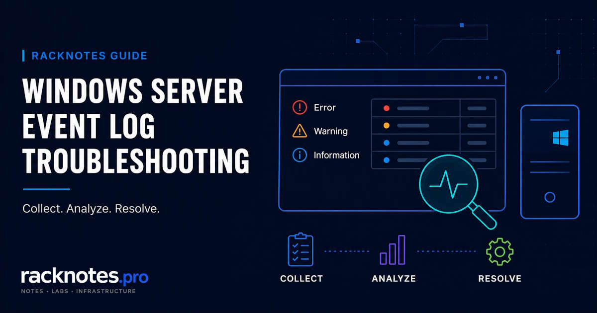 Windows Server event log troubleshooting — Event Viewer System log showing Event ID 41 Kernel-Power on Windows Server 2025