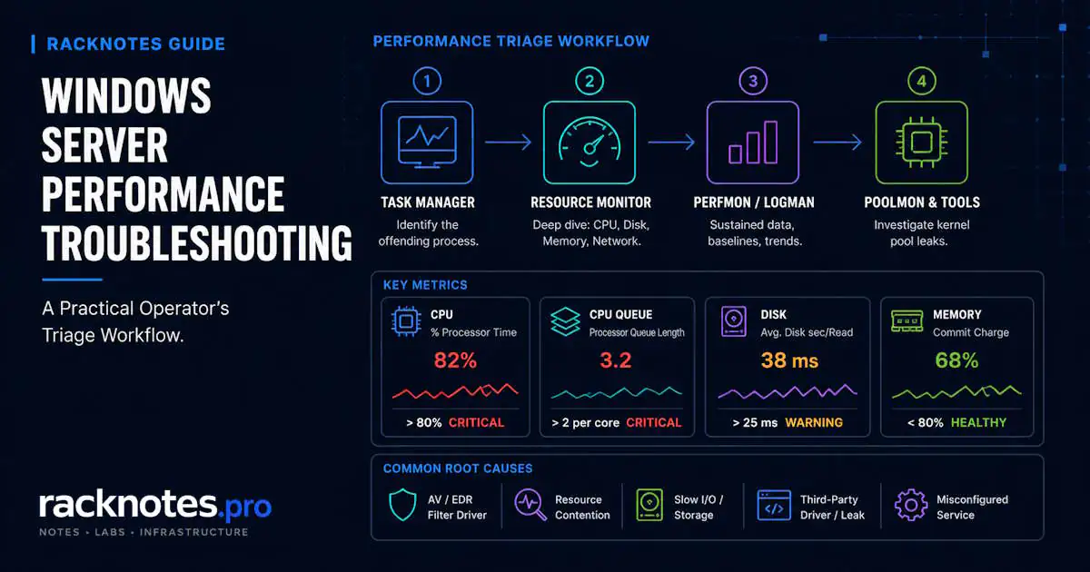 Windows server performance troubleshooting — Task Manager CPU sort showing high svchost usage on Windows Server 2025