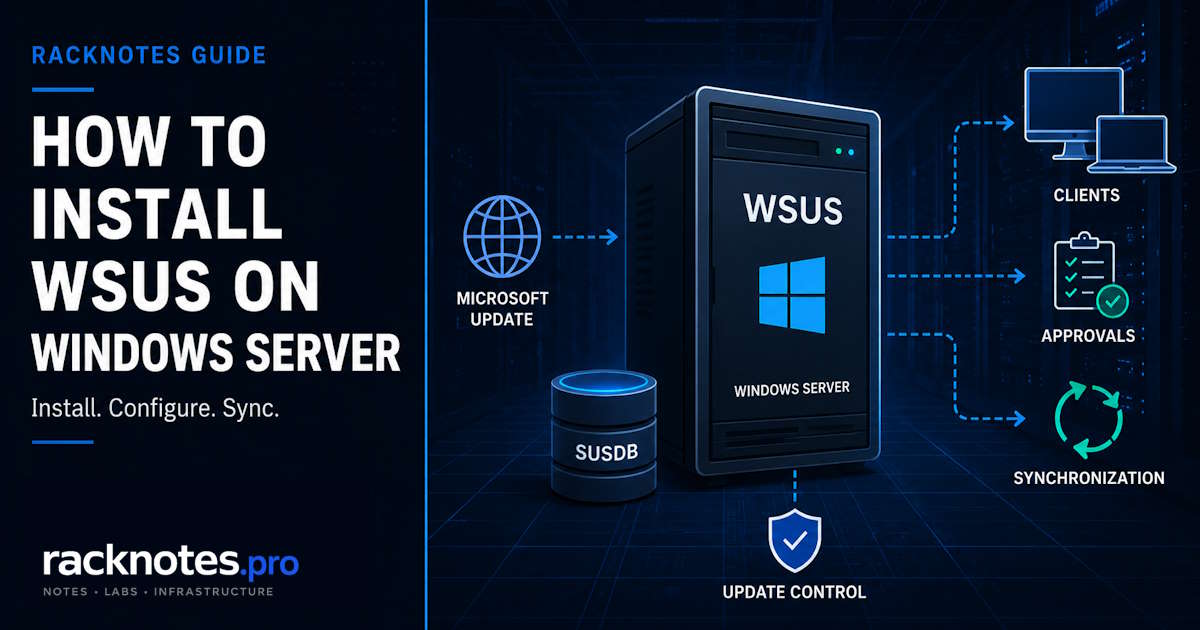 WSUS installation configuration wizard showing Products and Classifications during initial setup on Windows Server