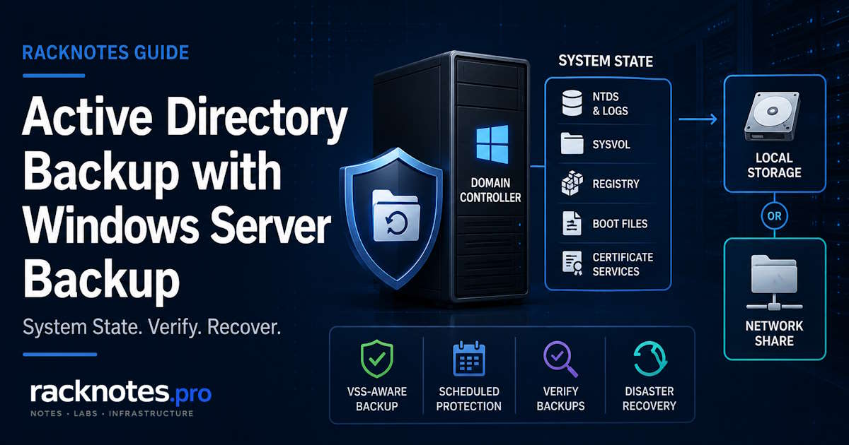Active Directory backup with Windows Server Backup and wbadmin