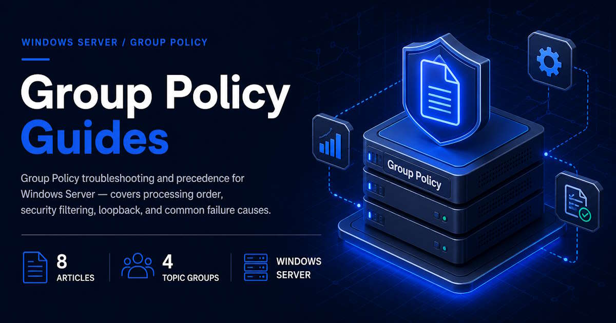 Group Policy Guides — precedence, troubleshooting, security filtering, and loopback processing on Windows Server