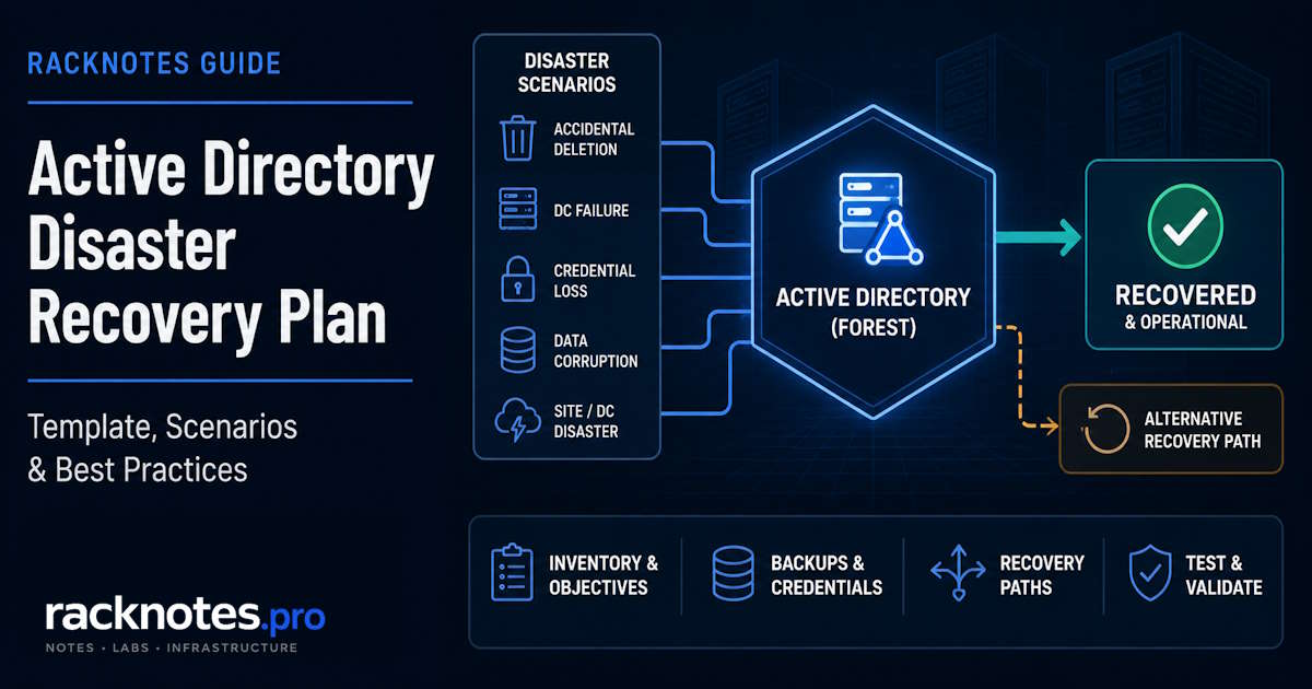 Active Directory disaster recovery plan: scenario matrix and recovery template