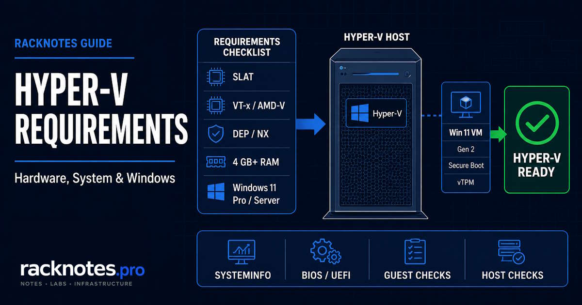 Hyper-V requirements checklist: CPU, SLAT, DEP/NX, and RAM