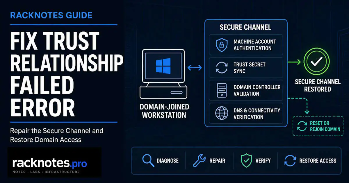 Trust relationship between this workstation and the primary domain failed - secure channel repair workflow